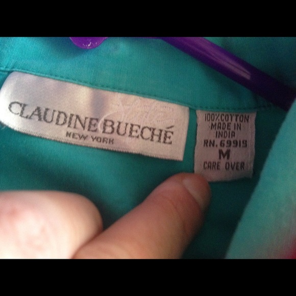 Vintage Claudine Beuche Cropped Front-Tie Button Up Top - Picture 7 of 8